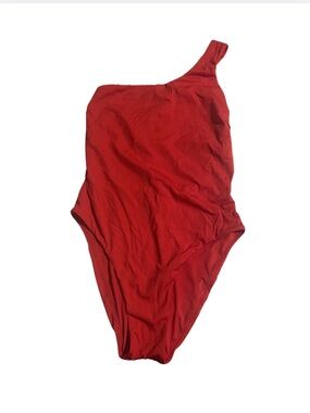 Victoria's Secret One-Shoulder Red Ribbed One-Piece Swimsuit